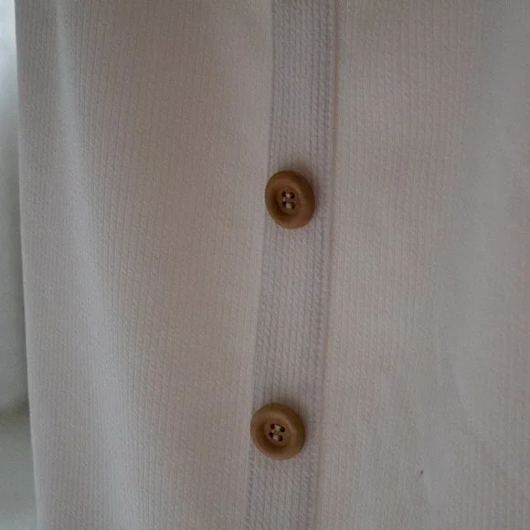 White Ribbed Dress with Buttons - Picture 3 of 4